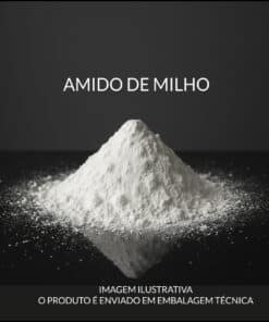 Amido de Milho (Zea Mays Starch) em pó fino branco, insumo para controle de oleosidade e sensorial em cosméticos profissionais.