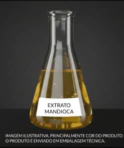 Frasco de Extrato de Mandioca (Manihot Utilissima) líquido, ativo natural para formulações cosméticas profissionais.