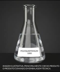 Frasco de Poliquatérnio 1000 INCI Polyquaternium-1000 líquido, insumo condicionante para formulações cosméticas profissionais.